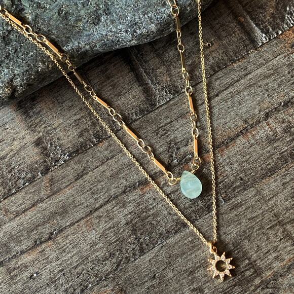 NEW FP x Luna Norte Aquamarine Layering Necklace Set - Picture 7 of 10